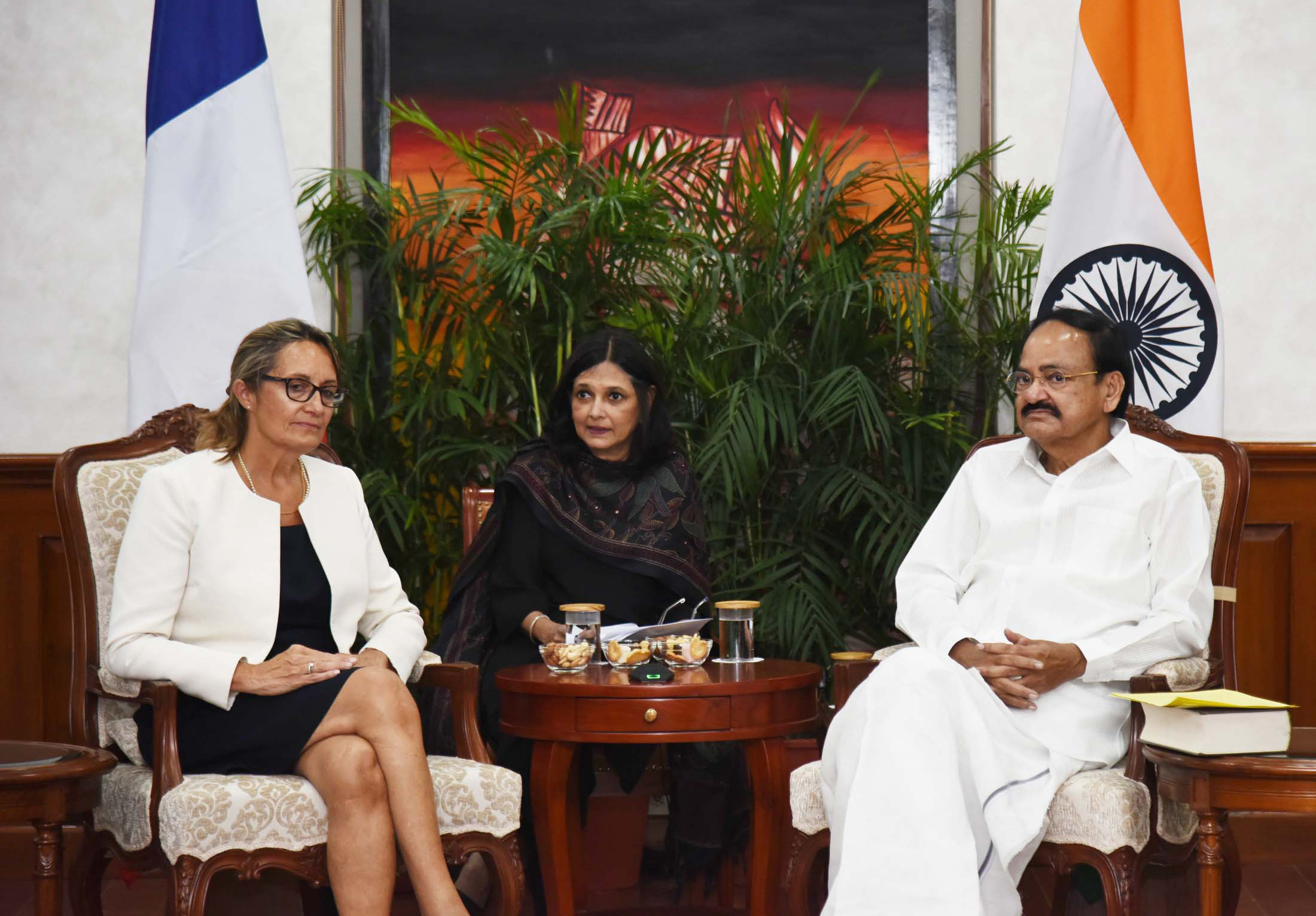 The Chair, Senate Standing Committee for Economic Affairs, France, . Sophie Primas calling on the Vice President,  M. Venkaiah Naidu, in New Delhi on September 09, 2019.