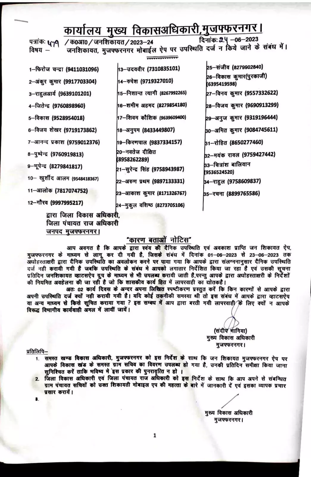 लापरवाही पर फूटा CDO का गुस्सा- ग्राम सचिवों को जारी किए नोटिस