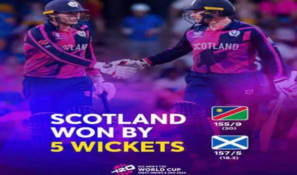 स्कॉटलैंड ने नामीबिया को पांच विकेट से हराया